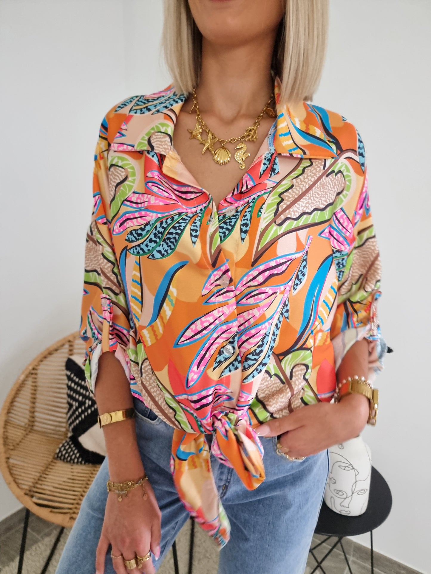 Chemise imprimée noeud