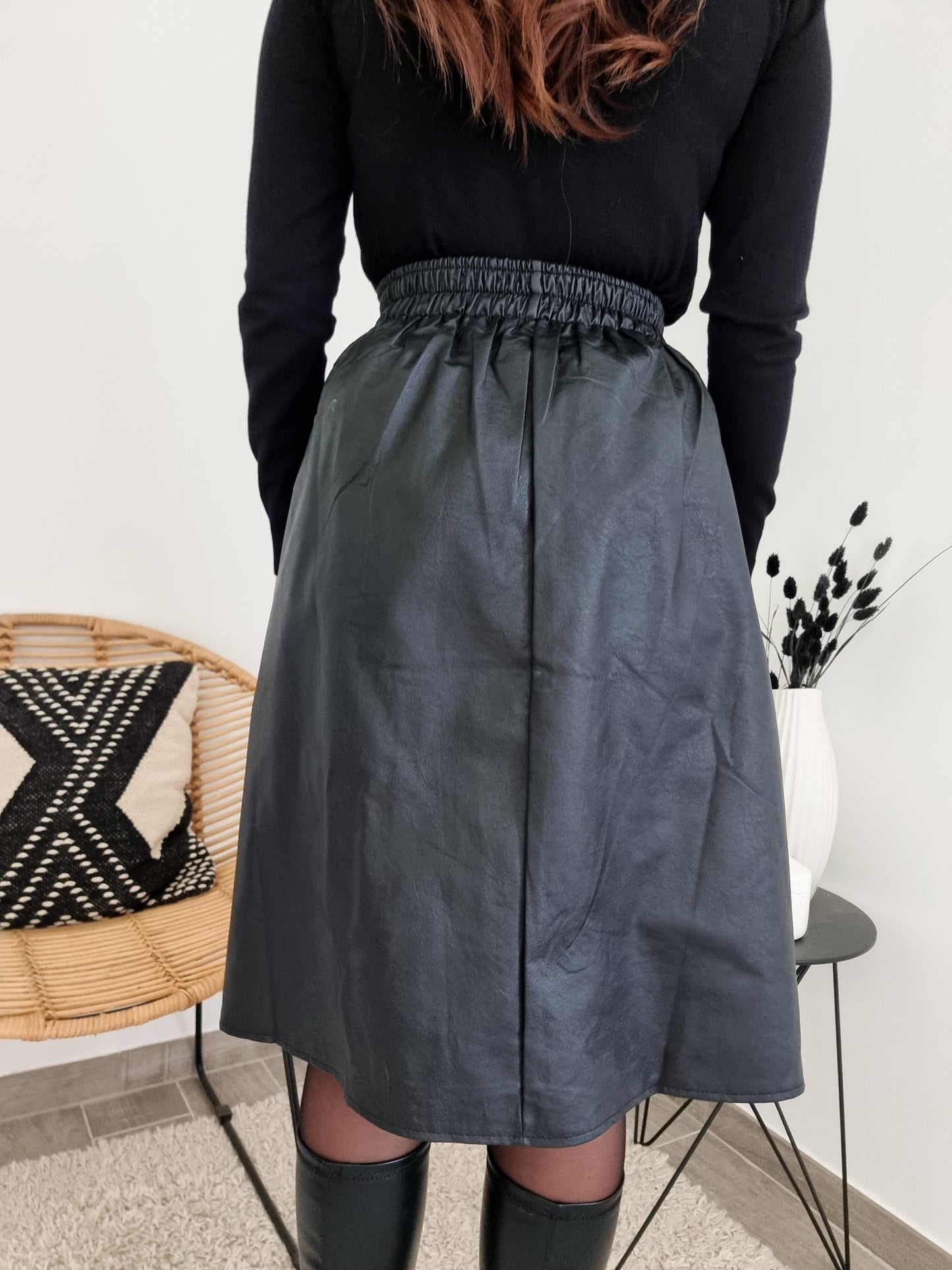 Jupe midi simili cuir