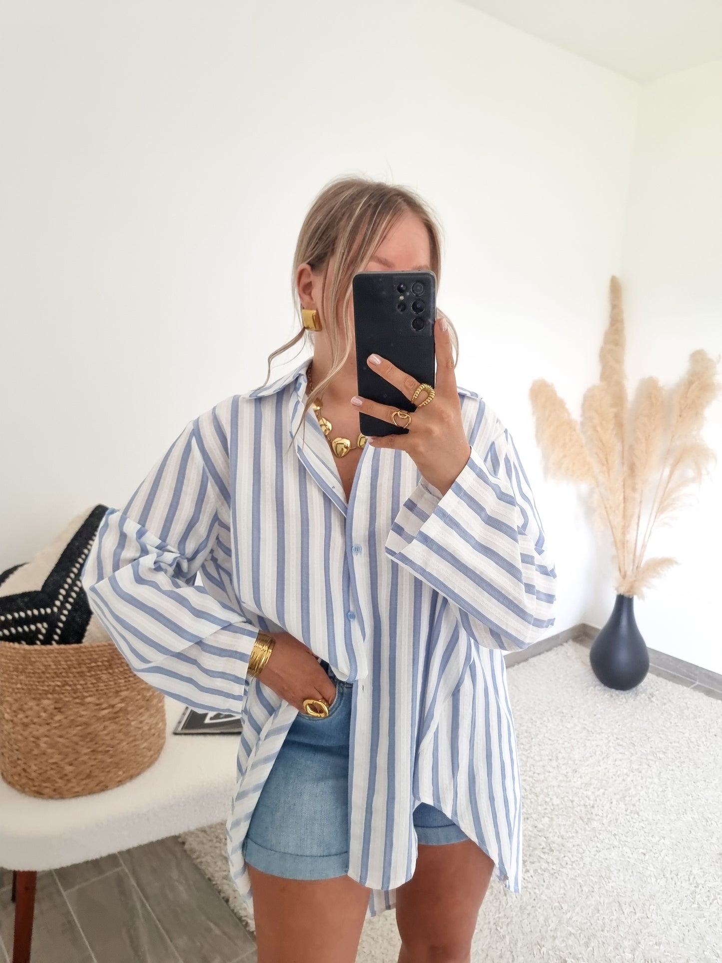 Chemise oversize lignée