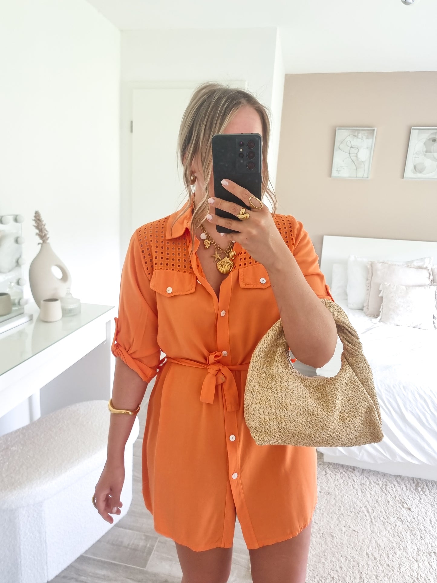 Robe chemise orange
