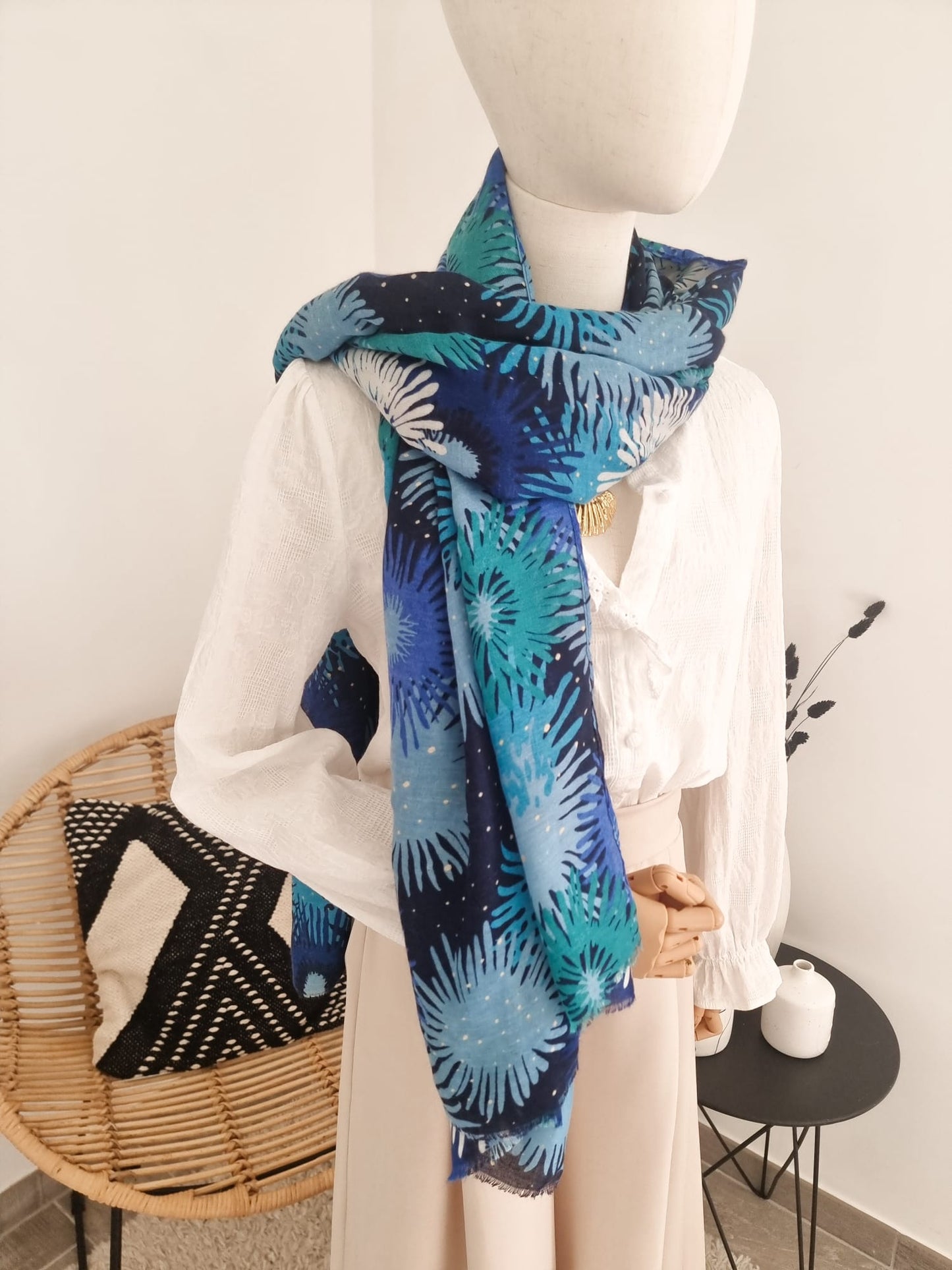 Foulard feu d'artifice bleu