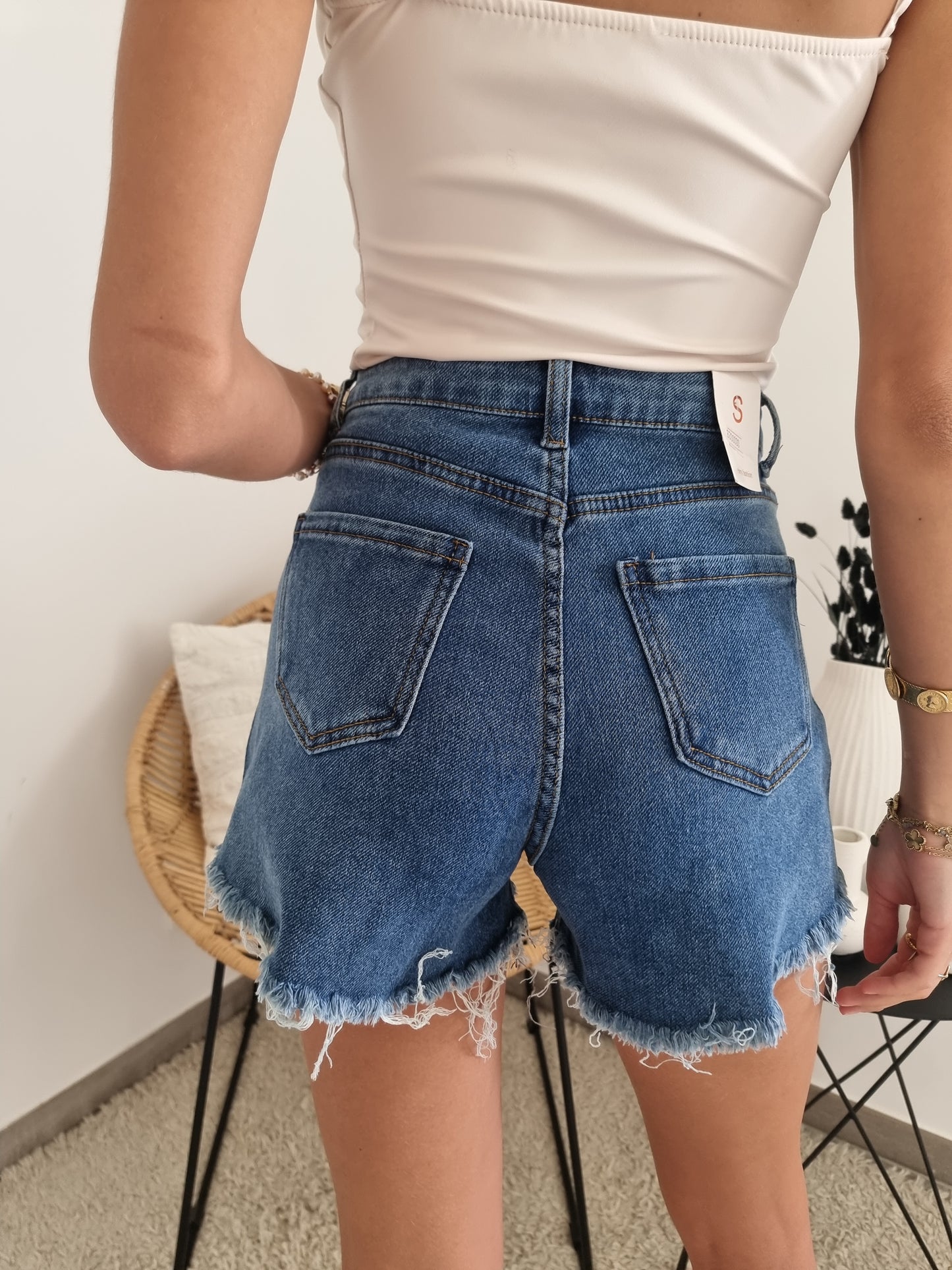 Short taille haute strass