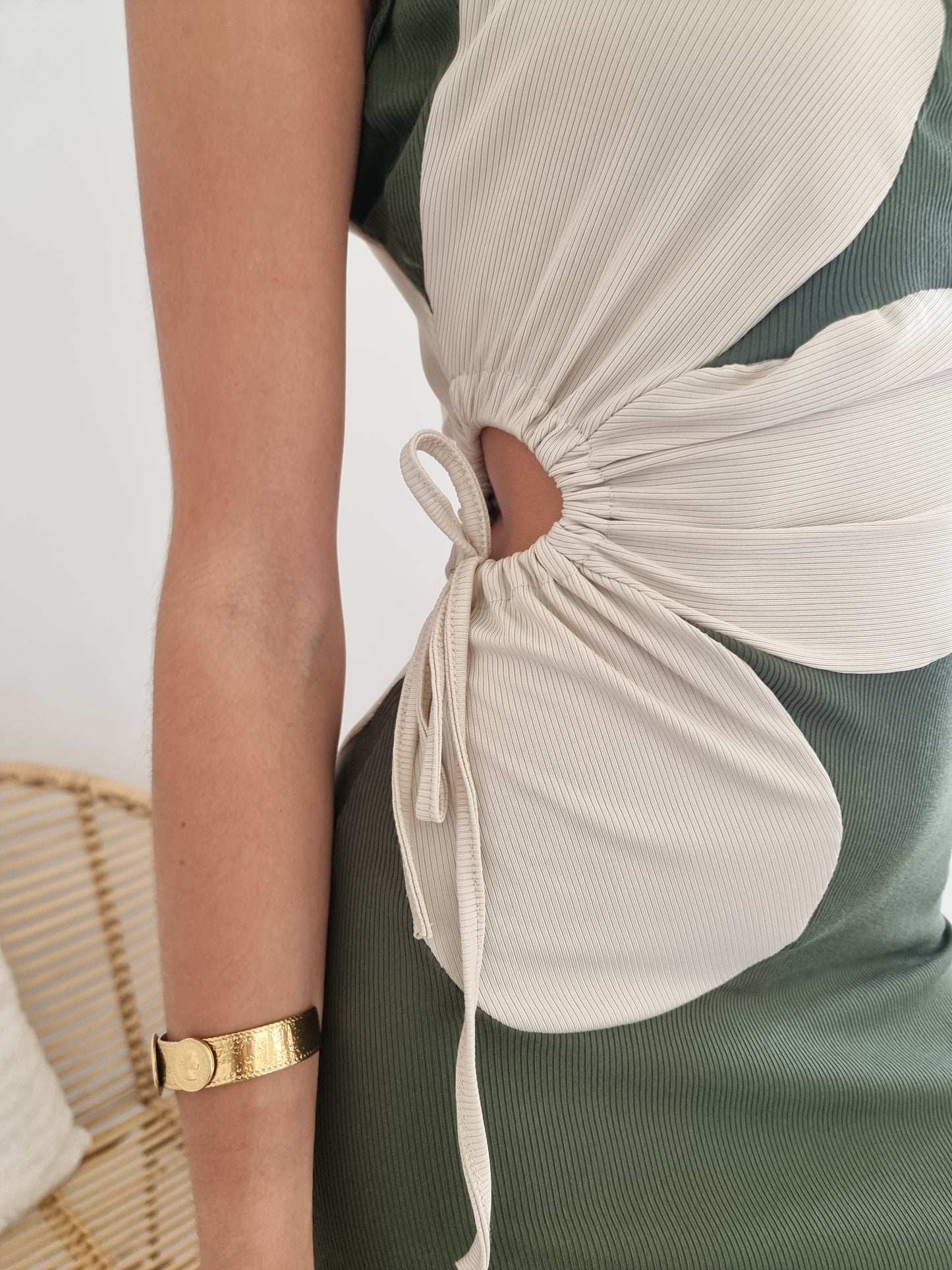 Robe côtelée fleur