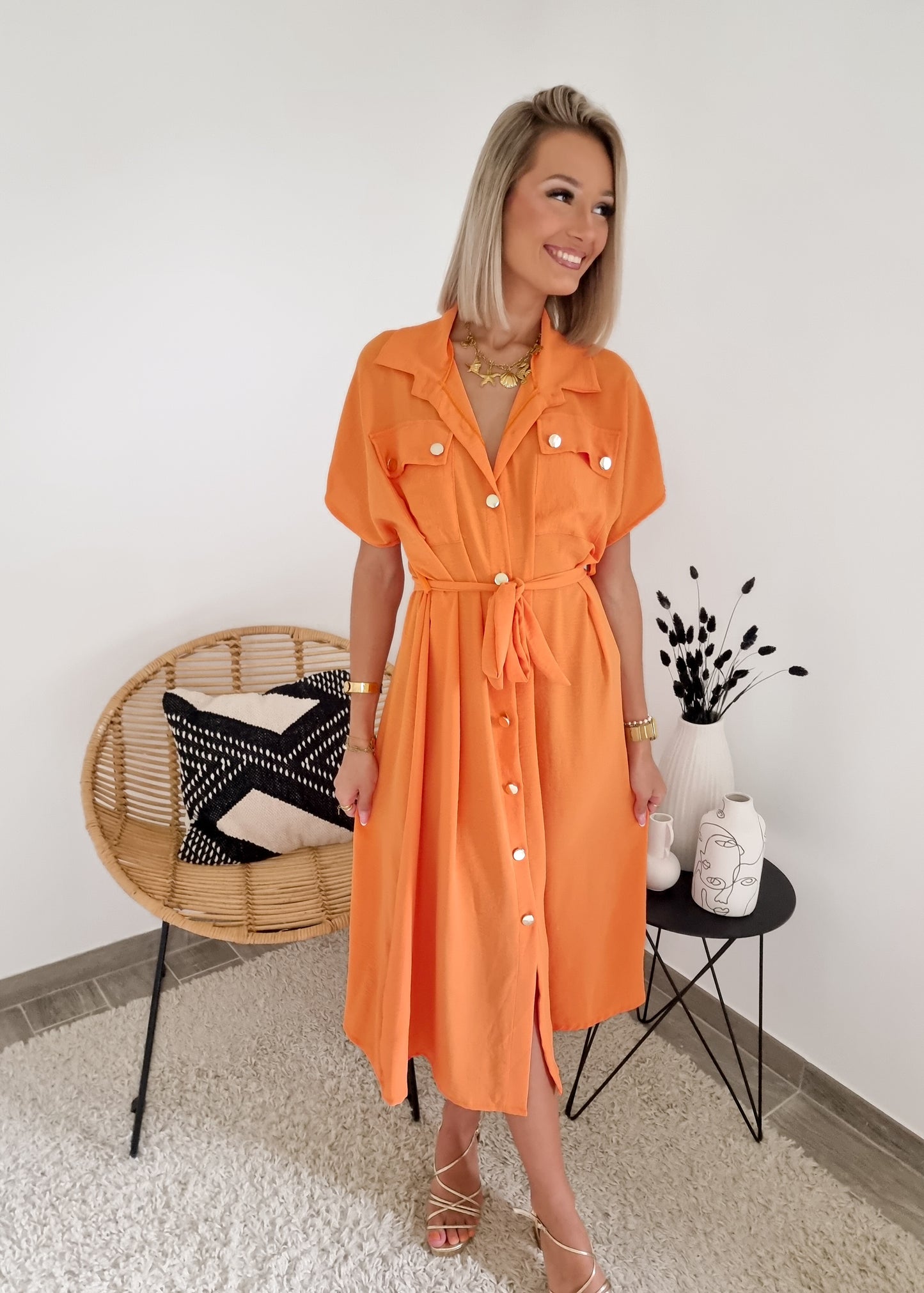 Robe chemise orange