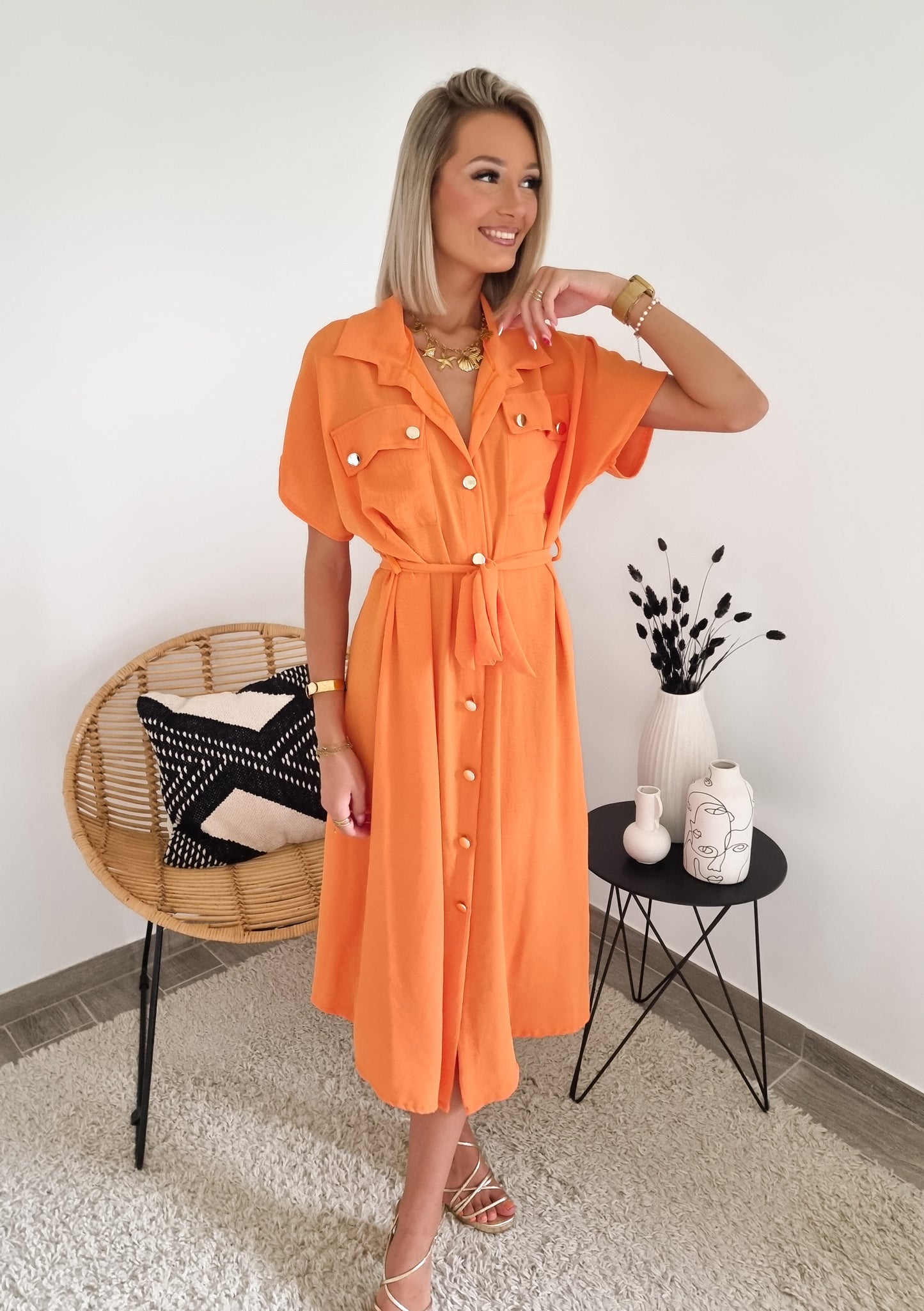 Robe chemise orange