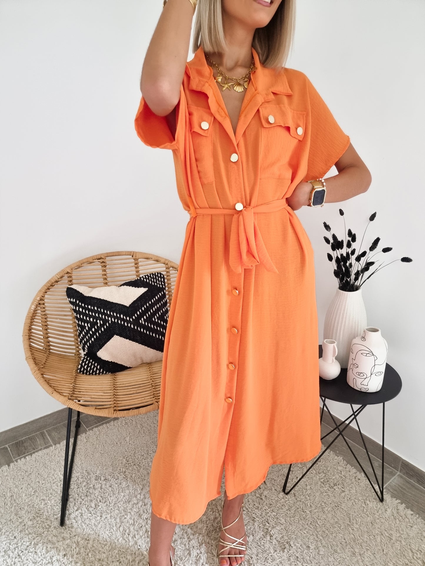 Robe chemise orange