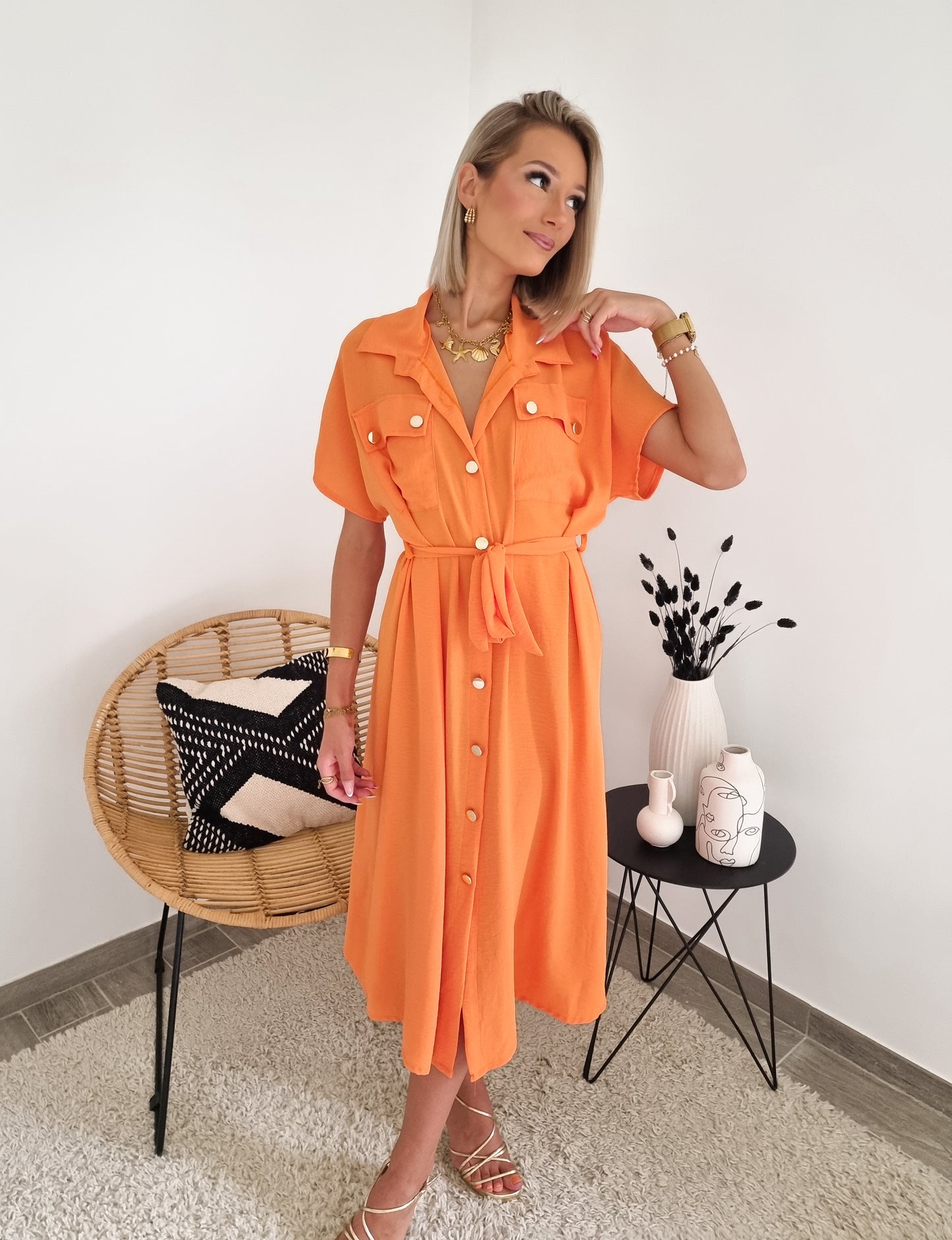 Robe chemise orange
