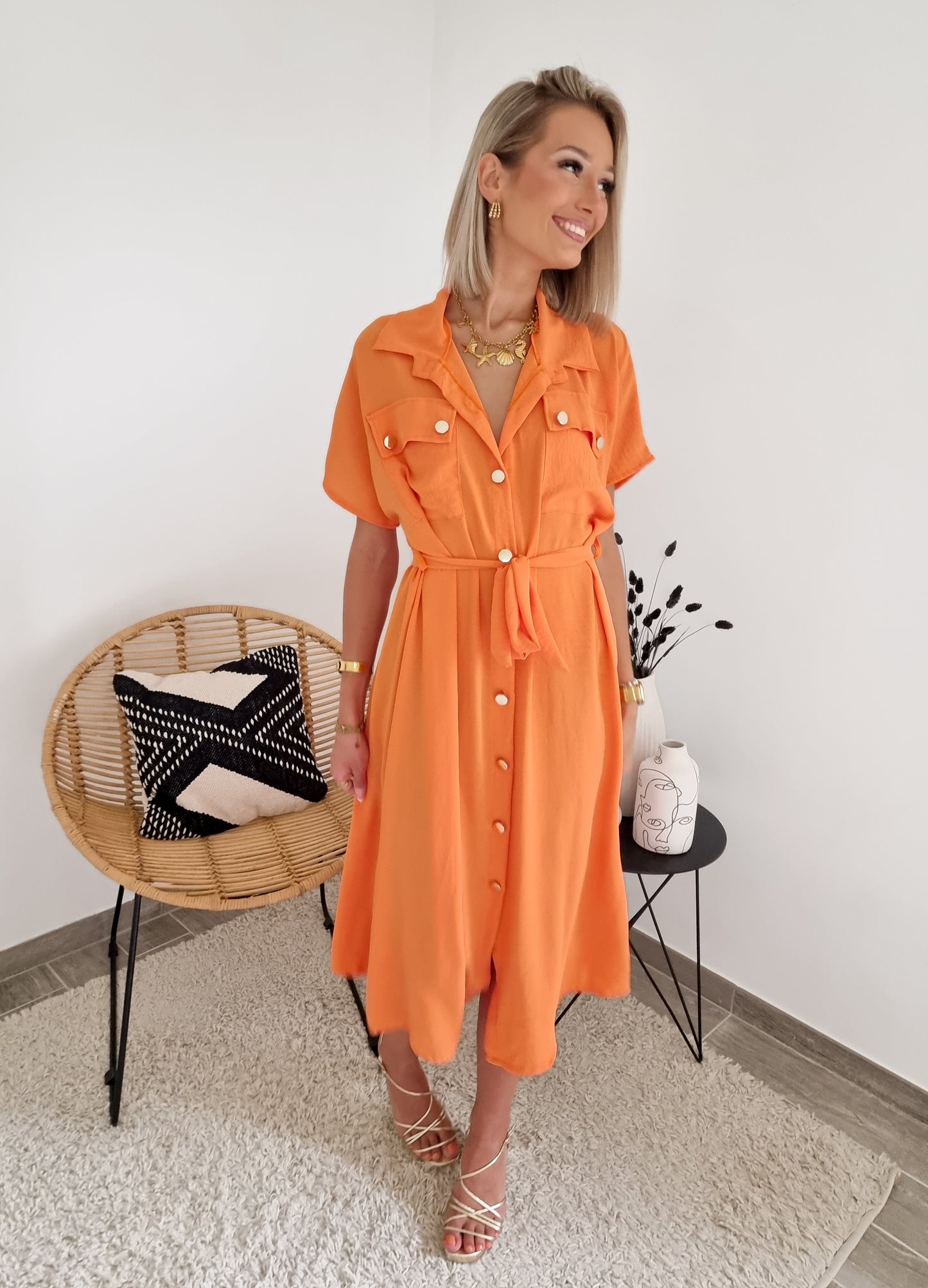 Robe chemise orange