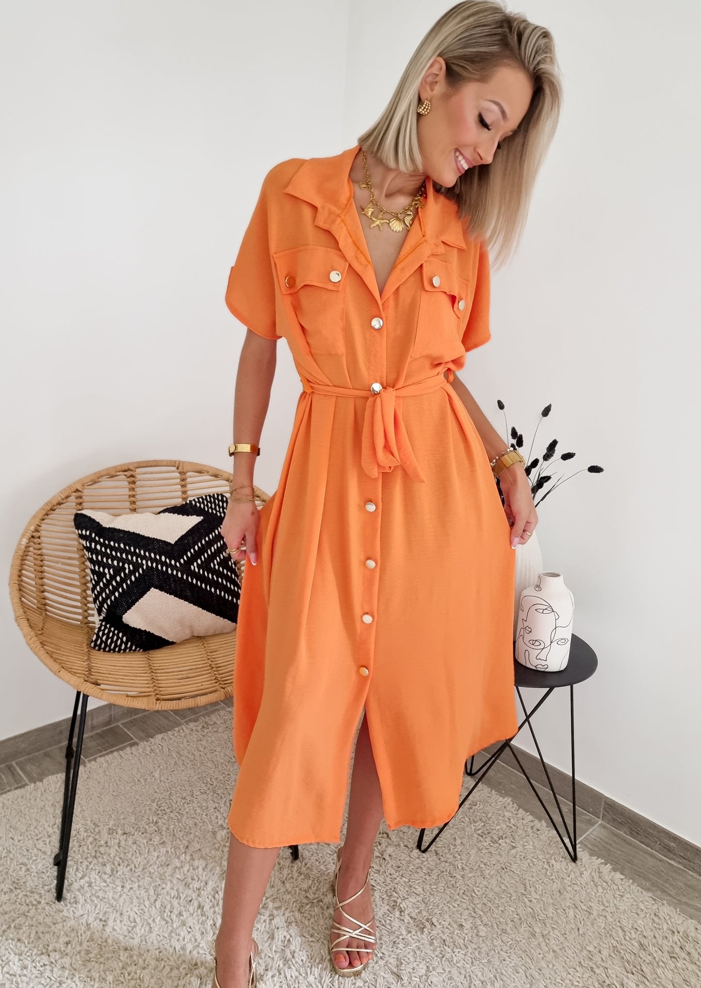 Robe chemise orange