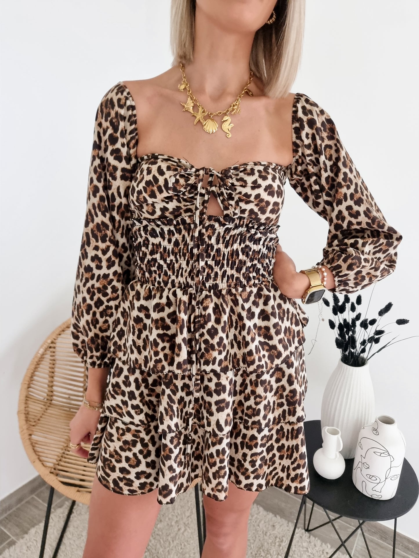 Robe leopard imprimee