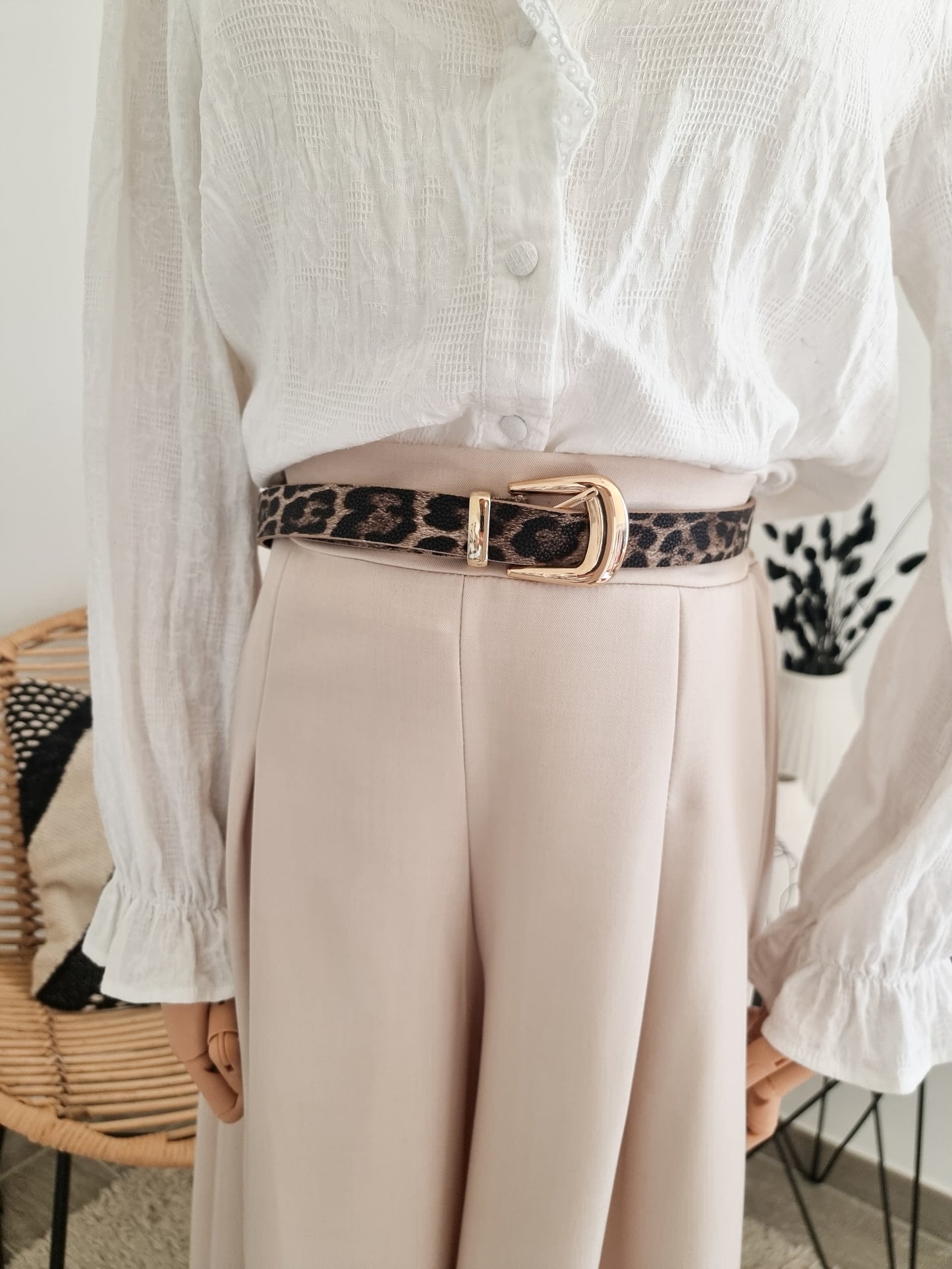 Ceinture leopard beige