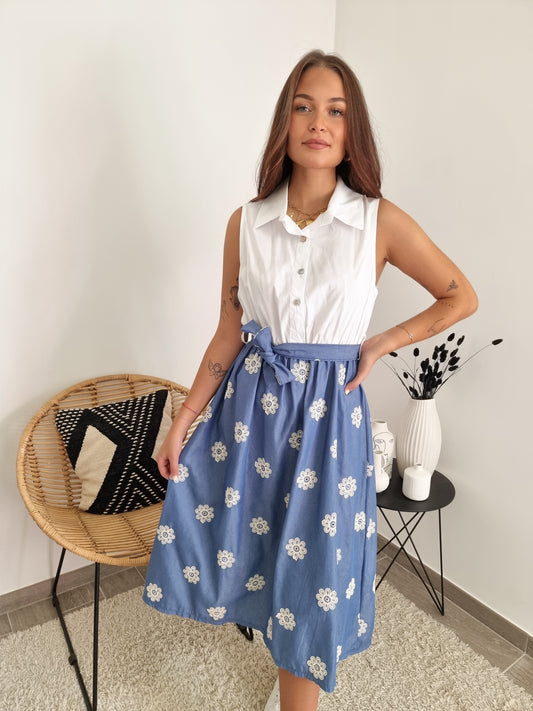 Robe midi coton et jeans