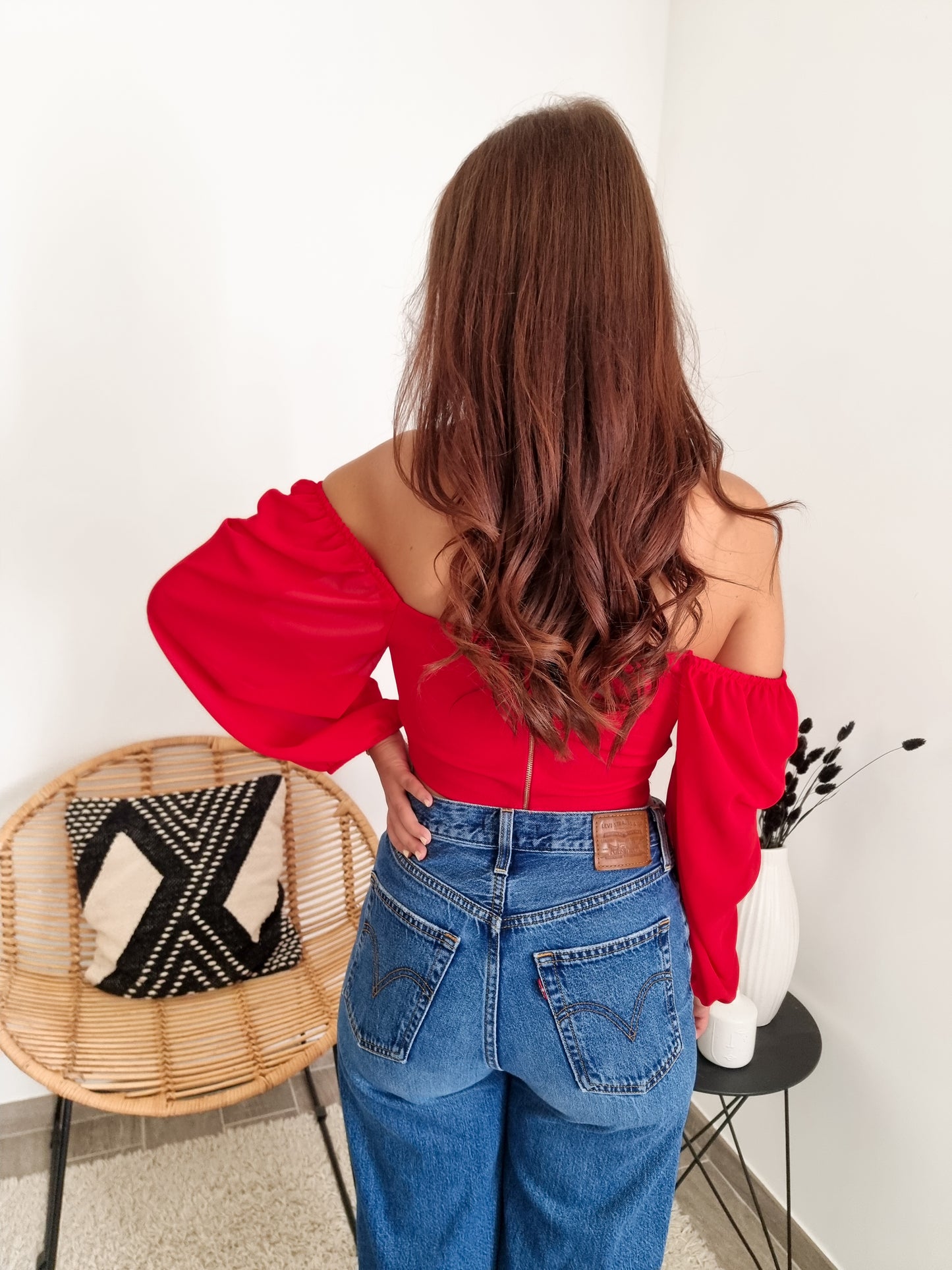 Crop top manches bouffantes