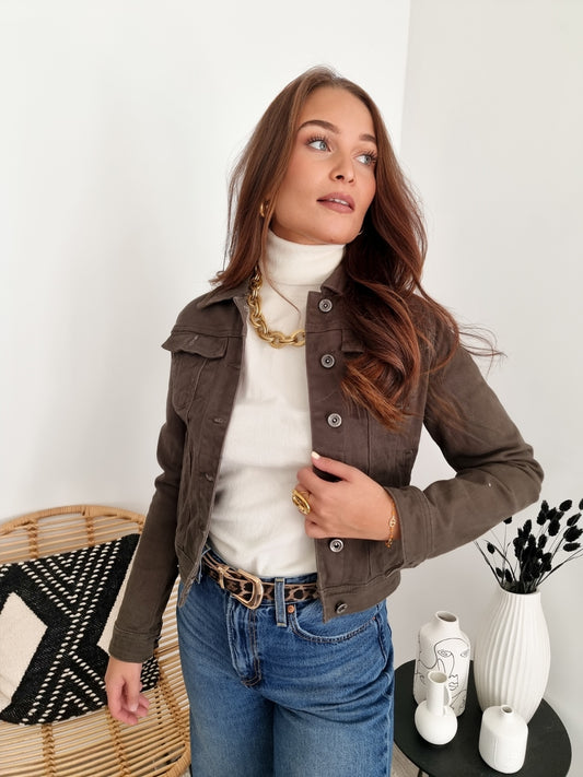 Veste en jeans kaki