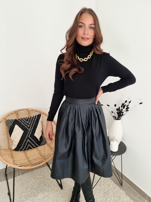 Jupe midi simili cuir