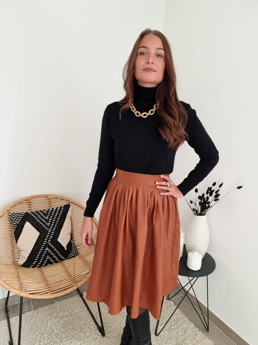 Jupe midi simili cuir
