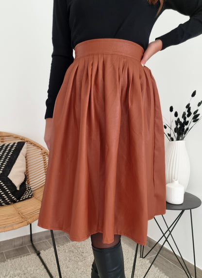 Jupe midi simili cuir