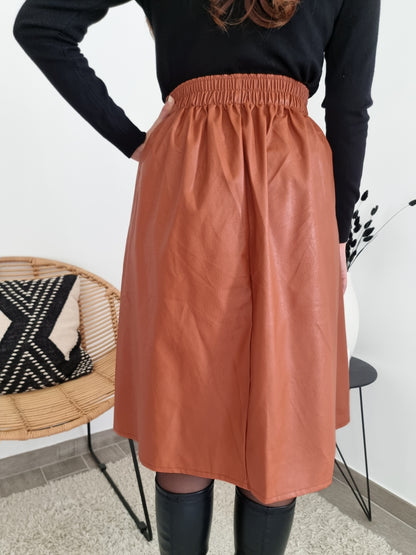 Jupe midi simili cuir