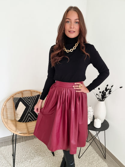 Jupe midi simili cuir