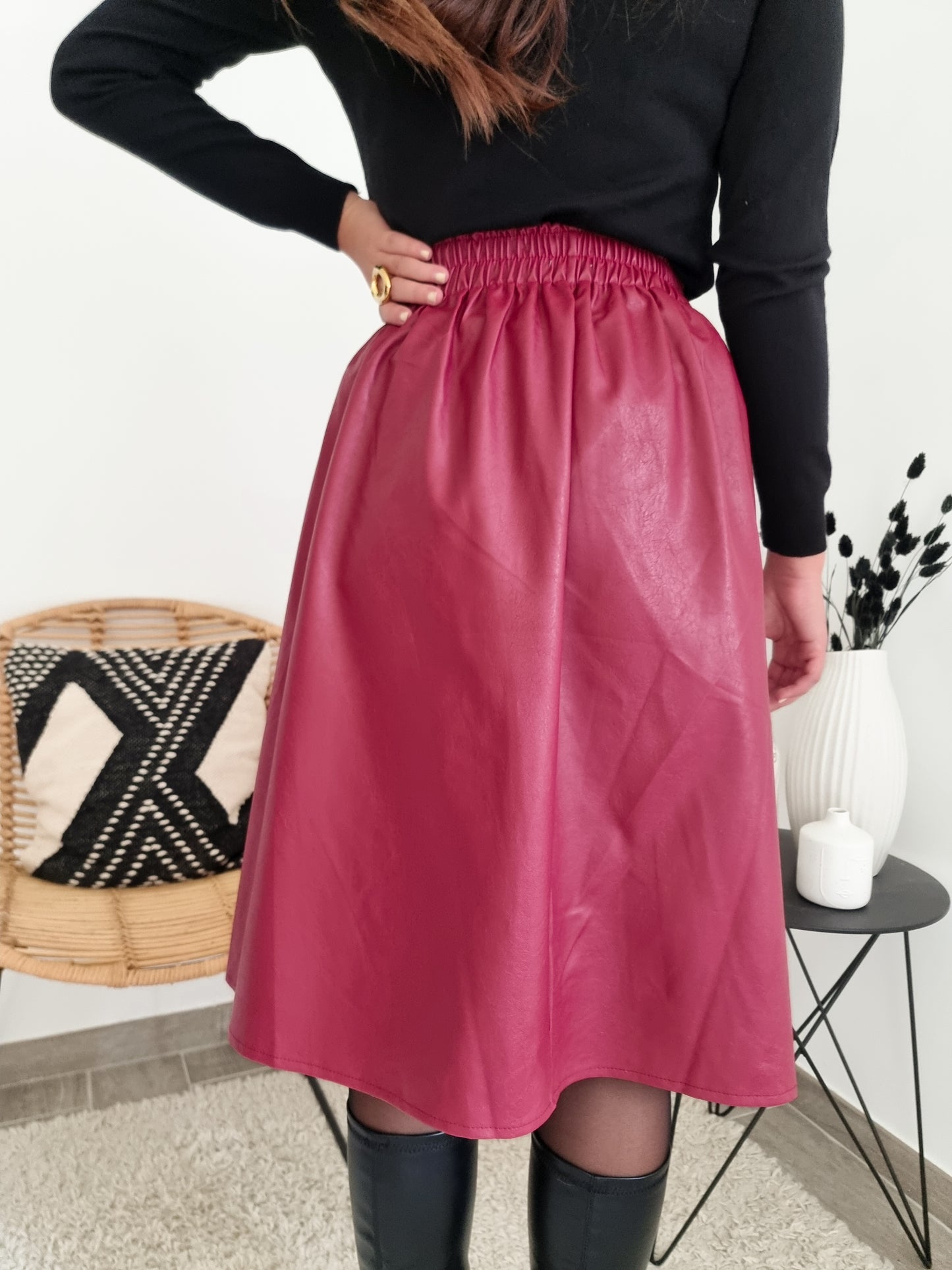 Jupe midi simili cuir