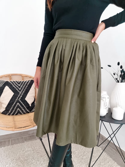 Jupe midi simili cuir