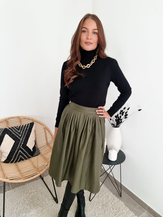 Jupe midi simili cuir