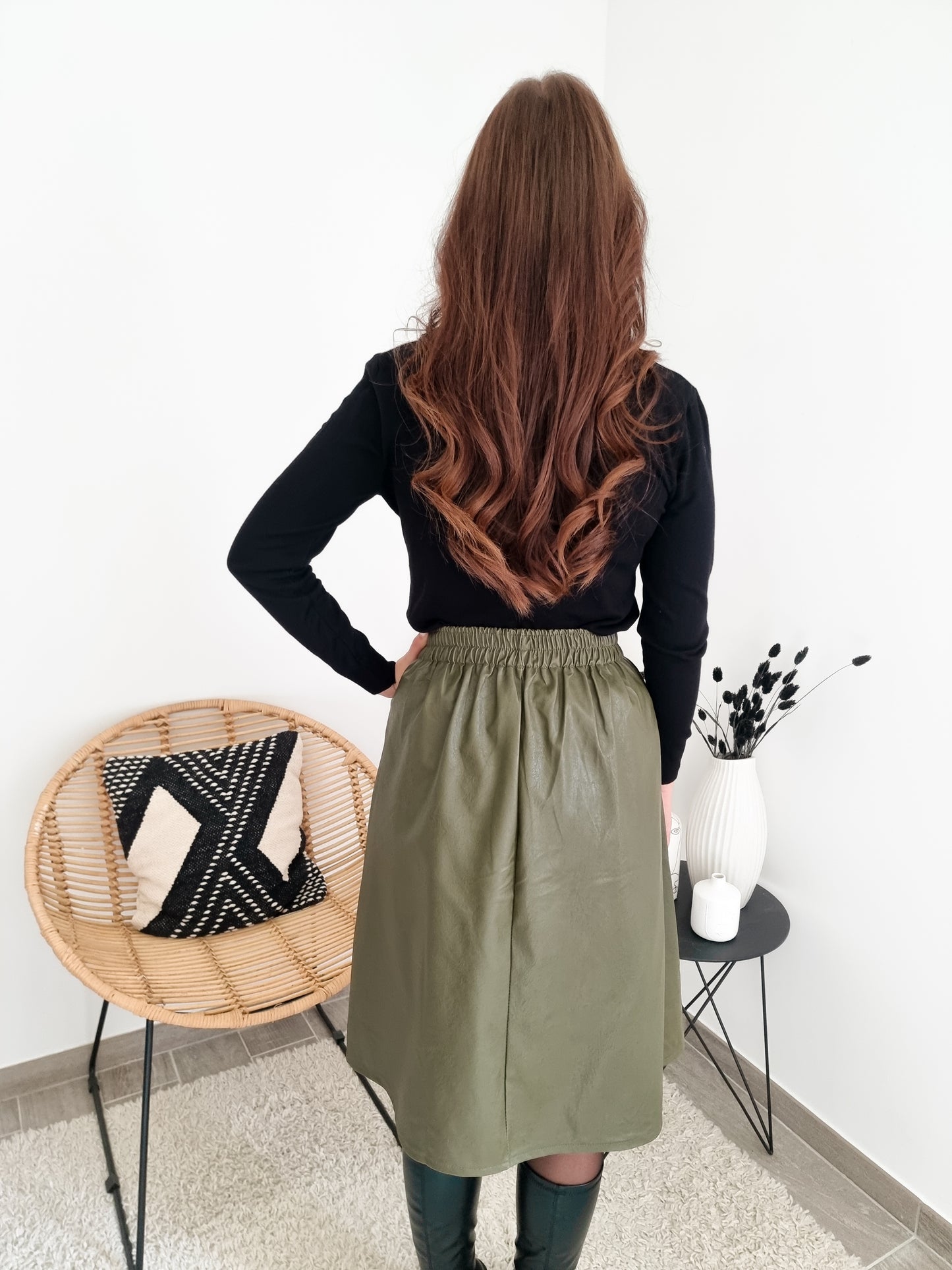 Jupe midi simili cuir