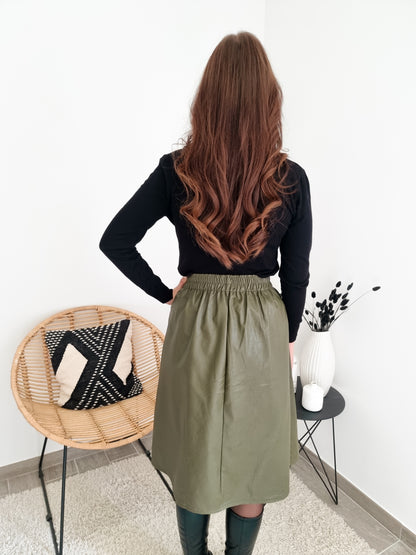 Jupe midi simili cuir