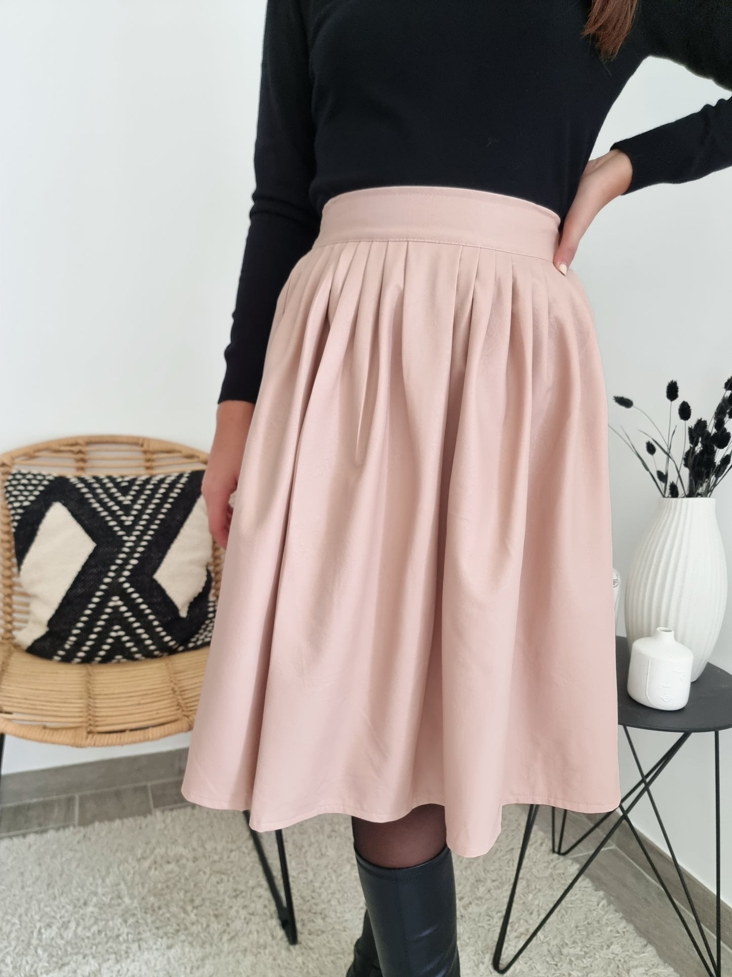 Jupe midi simili cuir