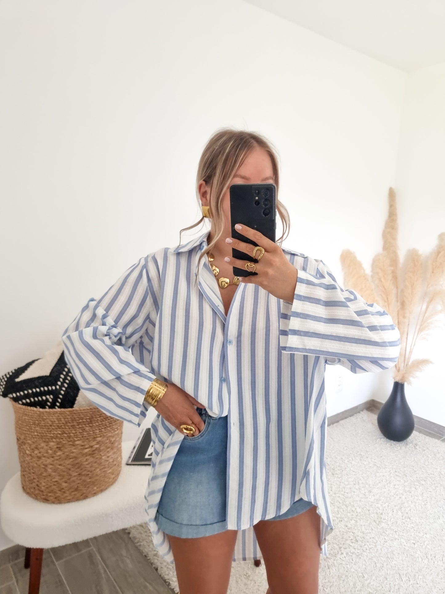 Chemise oversize lignée