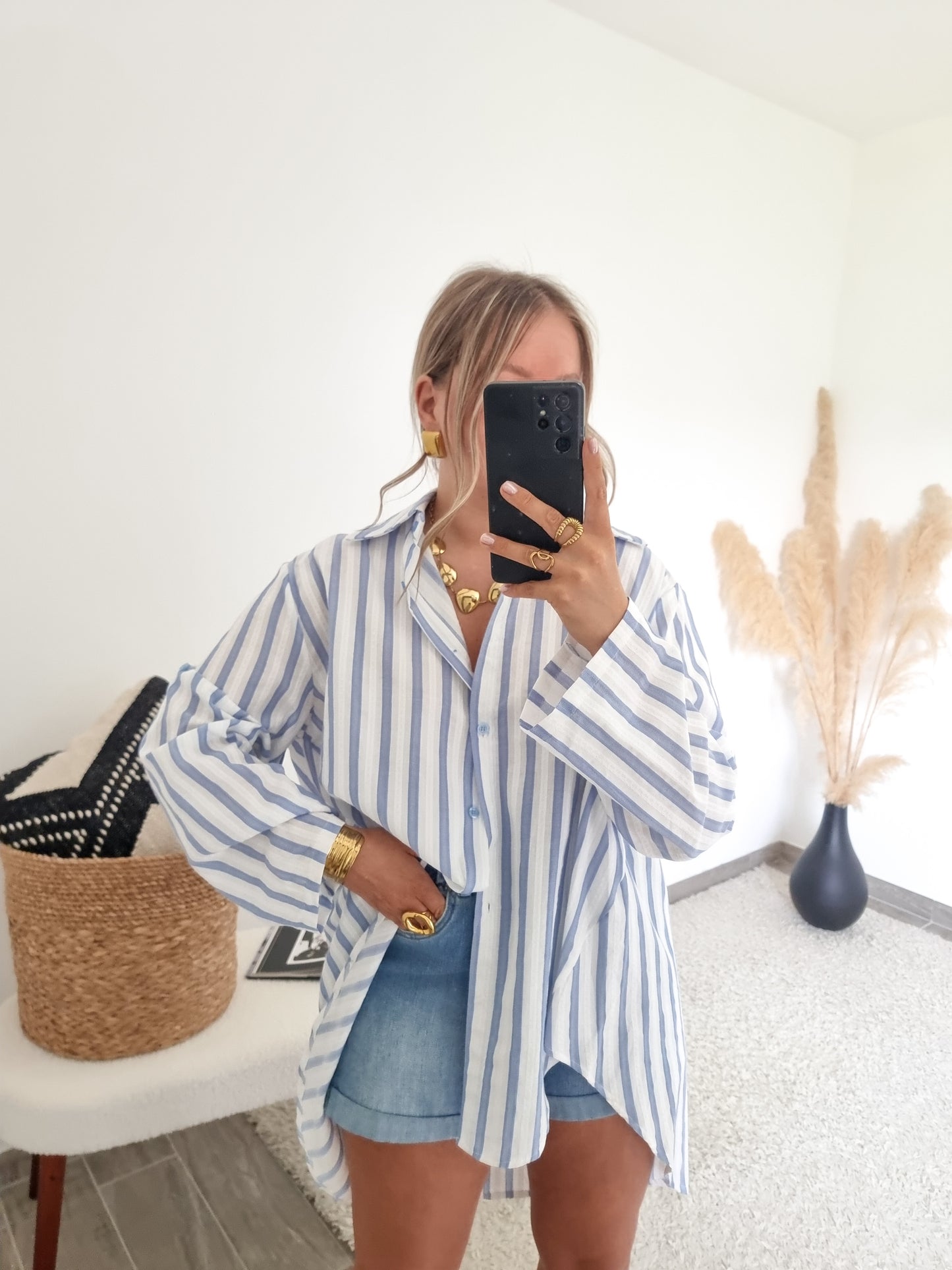 Chemise oversize lignée