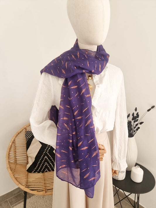 Foulard plume mauve