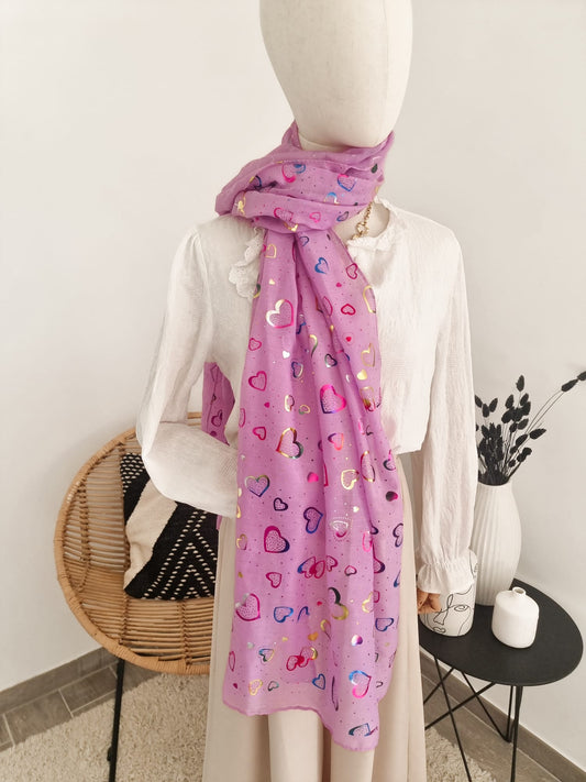 Foulard cœur rose